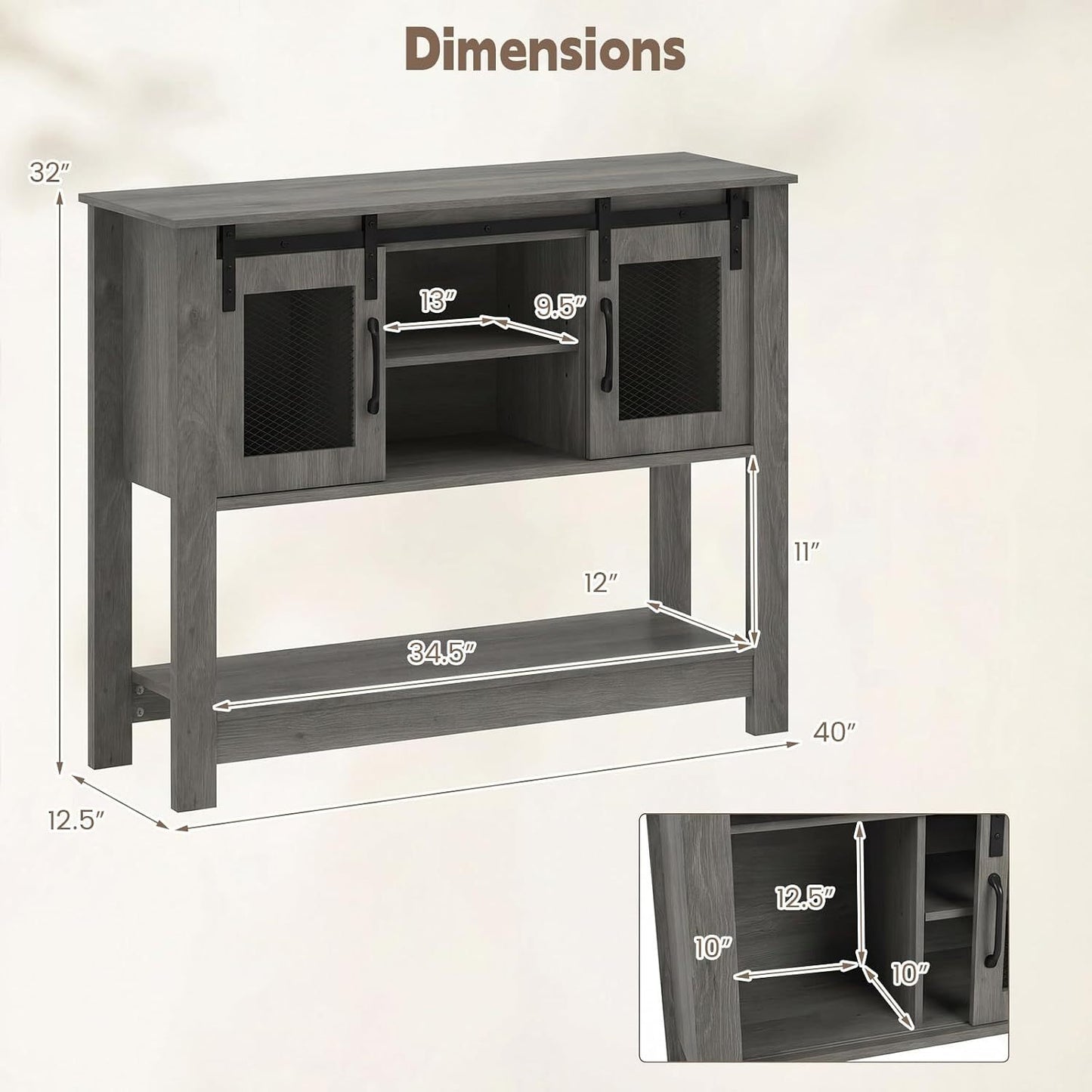 Console Table With Sliding Barn Doors and Storage
