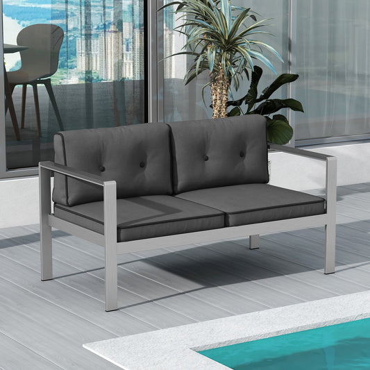 Contemporary 2-Person Sofa Chair with WPC Armrests for Balcony Backyard Porch - Tampa Home & Garden Store