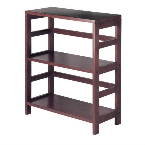 Contemporary 3-Tier Bookcase Storage Shelf in Espresso Wood Finish - Tampa Home & Garden Store