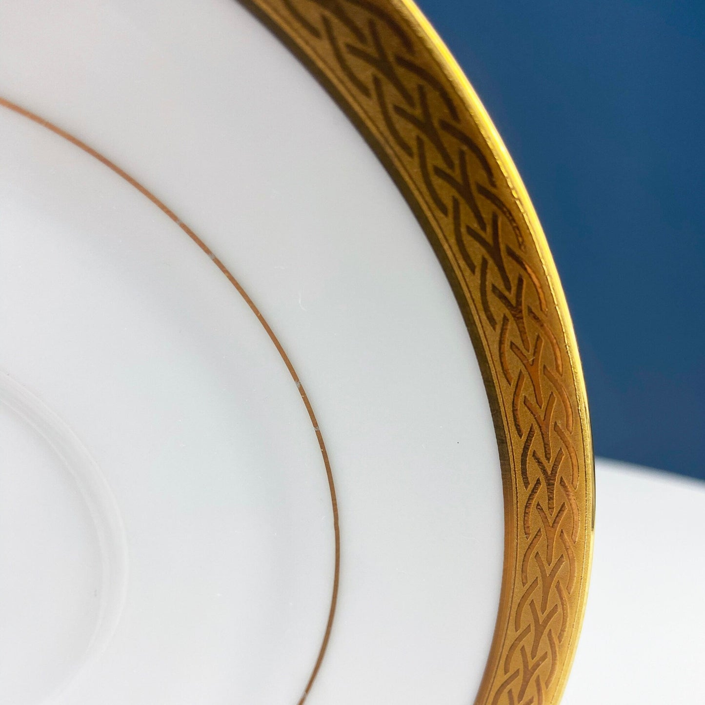 Contemporary Noritake White Cup and Saucer with Gold Rim. Classic Wedding Band China. Queen's Gold. Dining Room Decor. Minimal Design. - Tampa Home & Garden Store