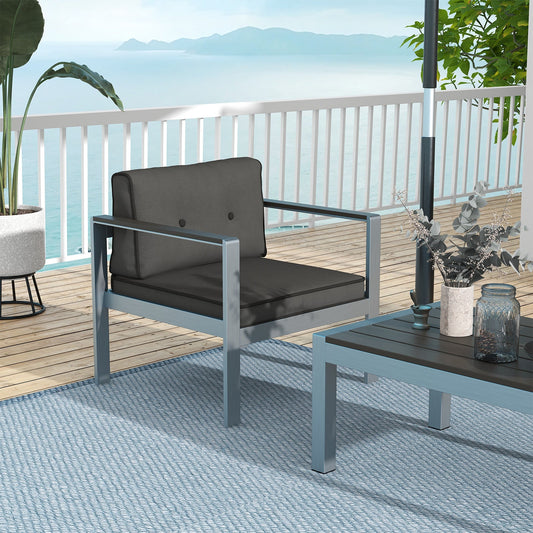 Contemporary Sofa Chair with WPC Armrests and Back Cushions-Gray - Tampa Home & Garden Store