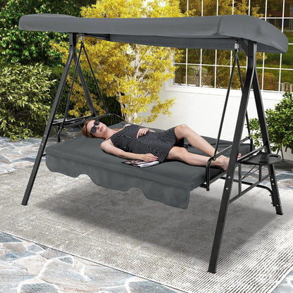 Three Seat Convertible Porch Swing With Canopy