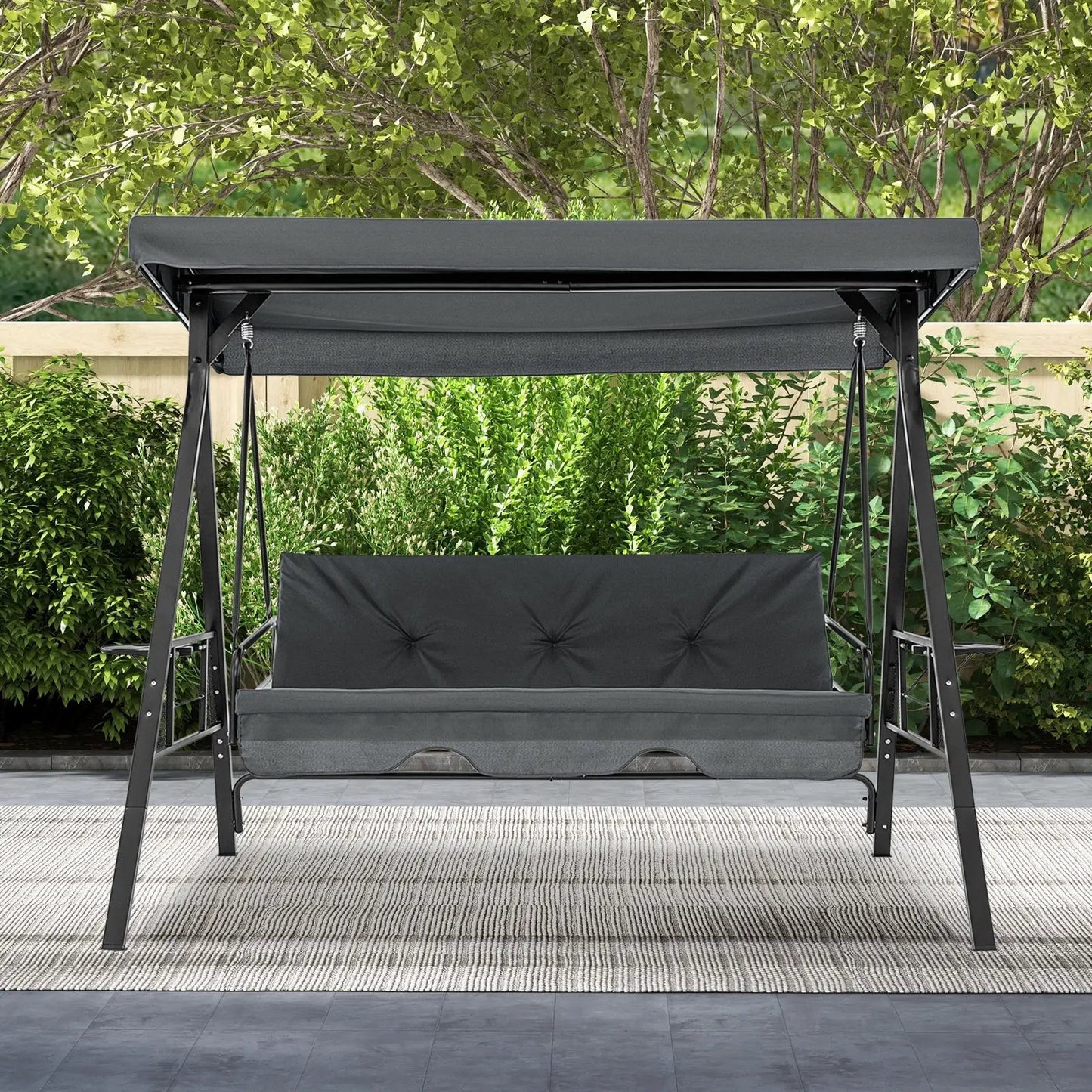 Three Seat Convertible Porch Swing With Canopy