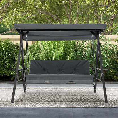 Three Seat Convertible Porch Swing With Canopy