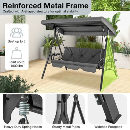 Three Seat Convertible Porch Swing With Canopy
