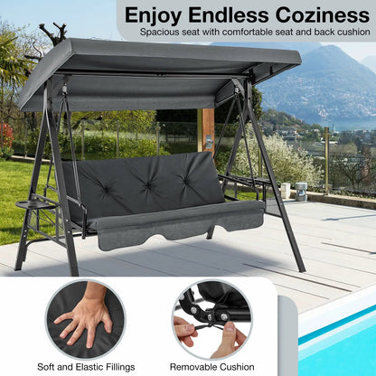 Three Seat Convertible Porch Swing With Canopy