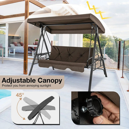 Three Seat Convertible Porch Swing With Canopy