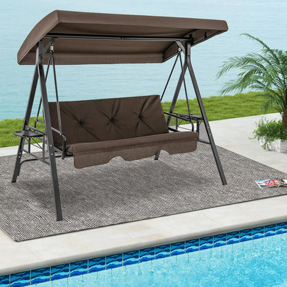 Three Seat Convertible Porch Swing With Canopy