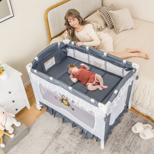 Convertible Bassinet with Removable Changing Table and Detachable Mesh Net - Tampa Home & Garden Store
