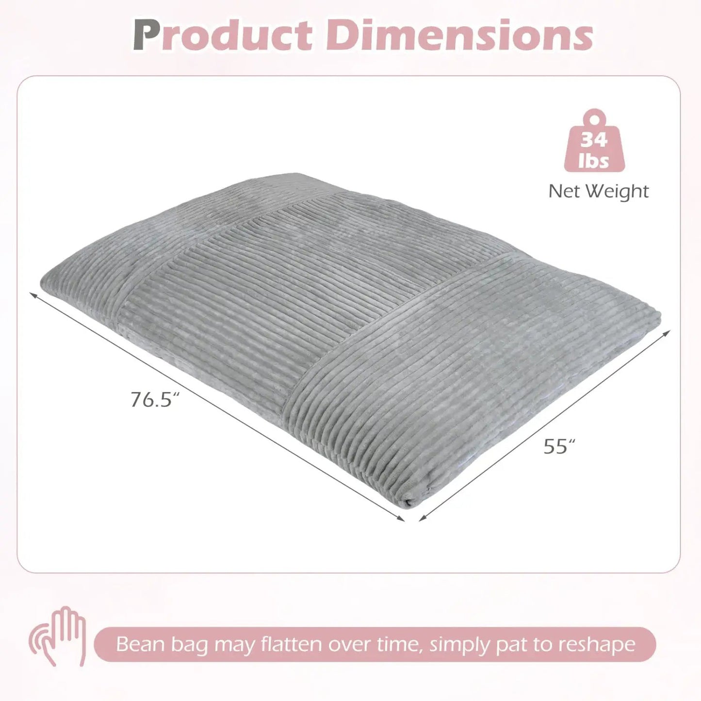Convertible Bean Bag Floor Sofa Corduroy Cover