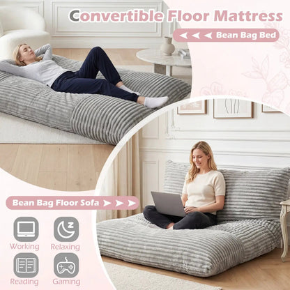 Convertible Bean Bag Floor Sofa Corduroy Cover