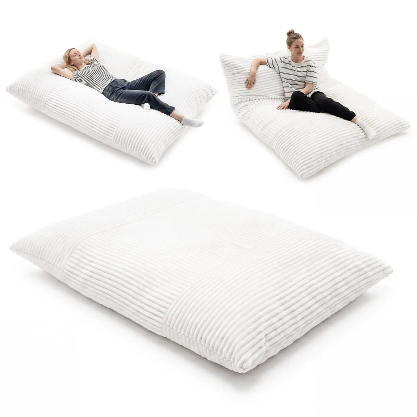 Convertible Bean Bag Floor Sofa Corduroy Cover