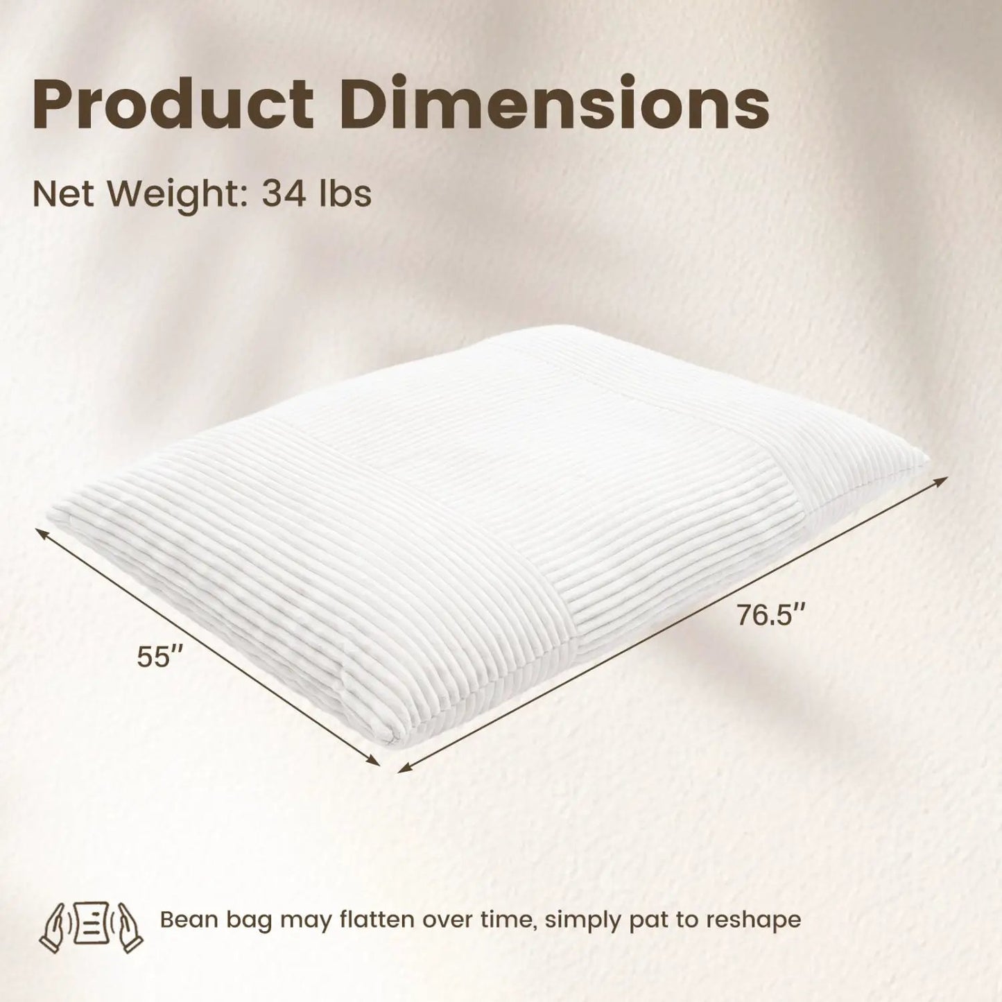 Convertible Bean Bag Floor Sofa Corduroy Cover