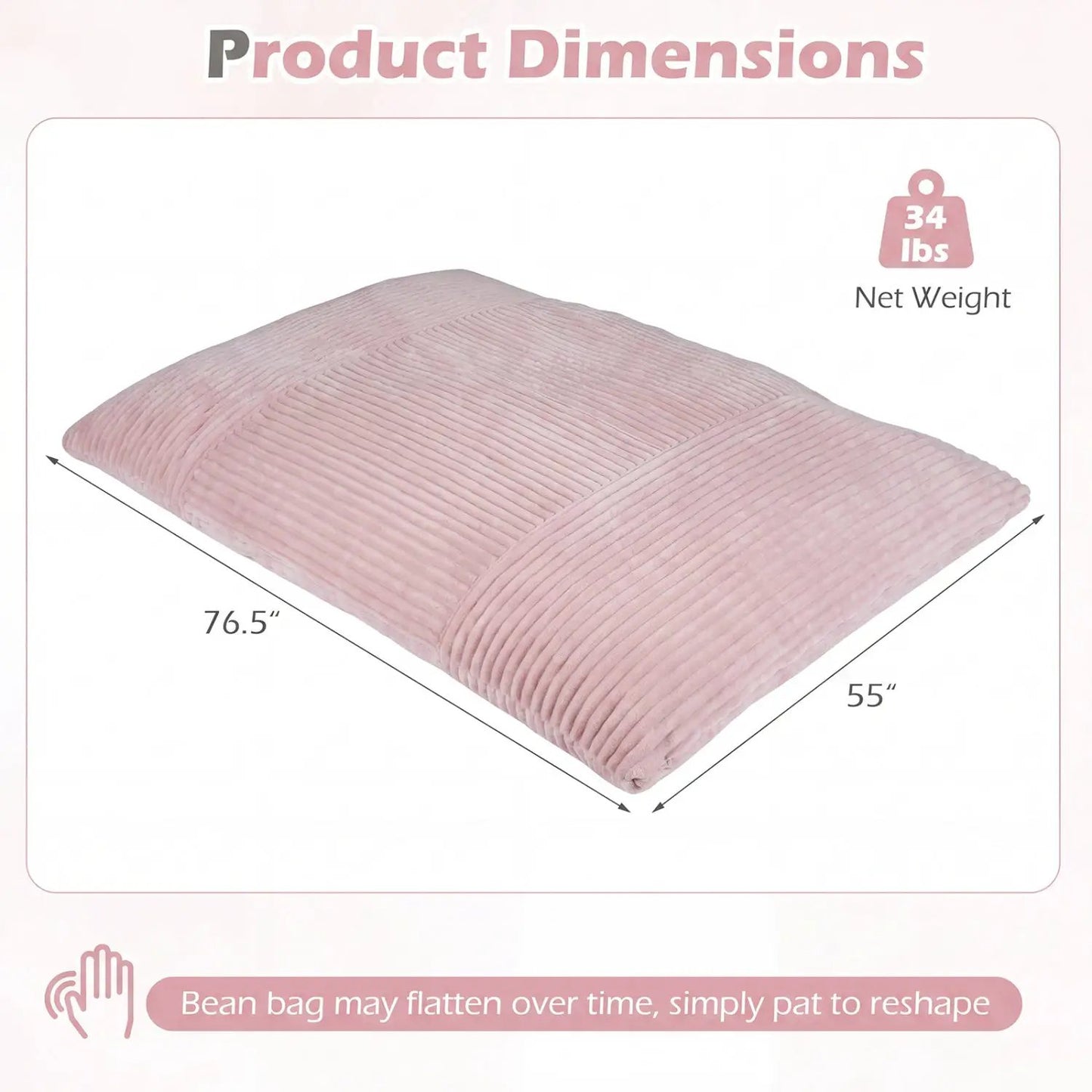 Convertible Bean Bag Floor Sofa Corduroy Cover