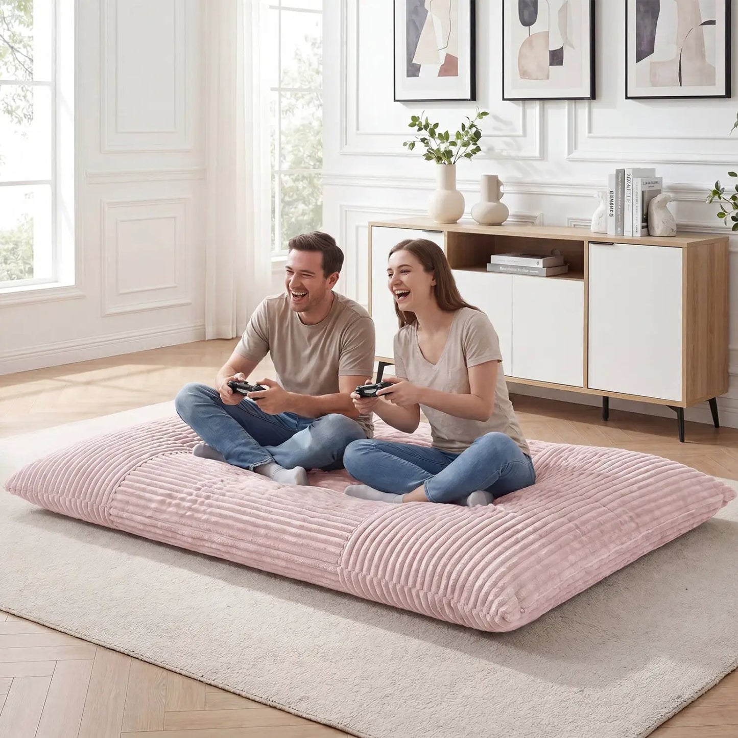 Convertible Bean Bag Floor Sofa Corduroy Cover