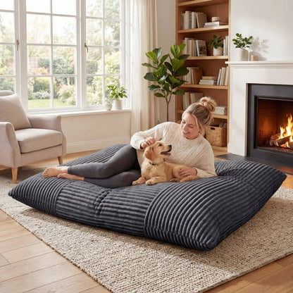 Convertible Bean Bag Floor Sofa Corduroy Cover
