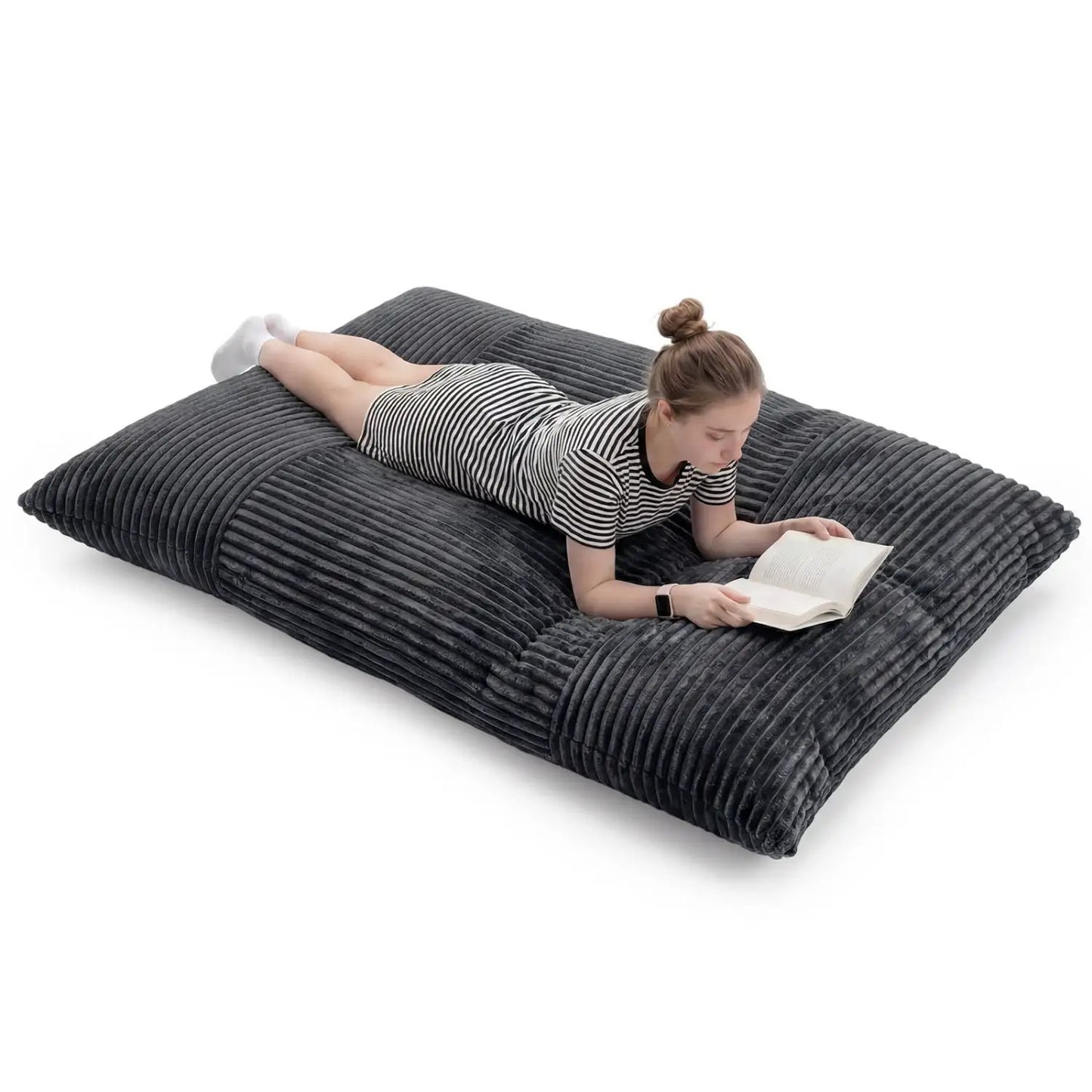 Convertible Bean Bag Floor Sofa Corduroy Cover