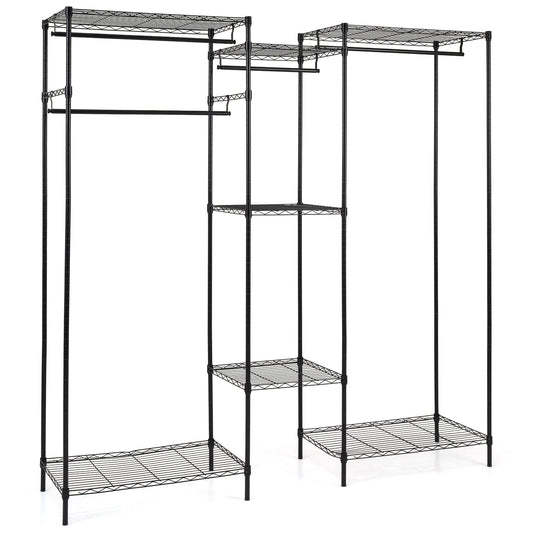 Convertible Clothes Organizer with L-shape and Horizontal Installation-Black