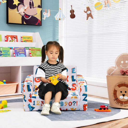 2-in-1 Convertible Kids Sofa with Velvet Fabric - Tampa Home & Garden Store