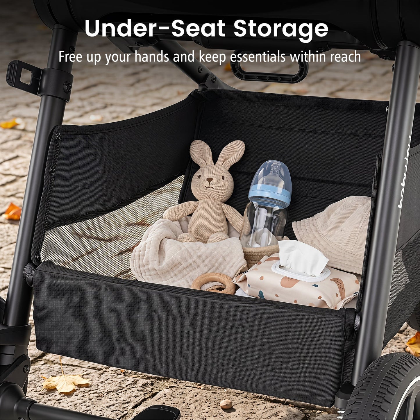 Convertible Baby Stroller with Car Seat Adapters by DirectDeals in black under-seat storage on Tampa Home & Garden Store