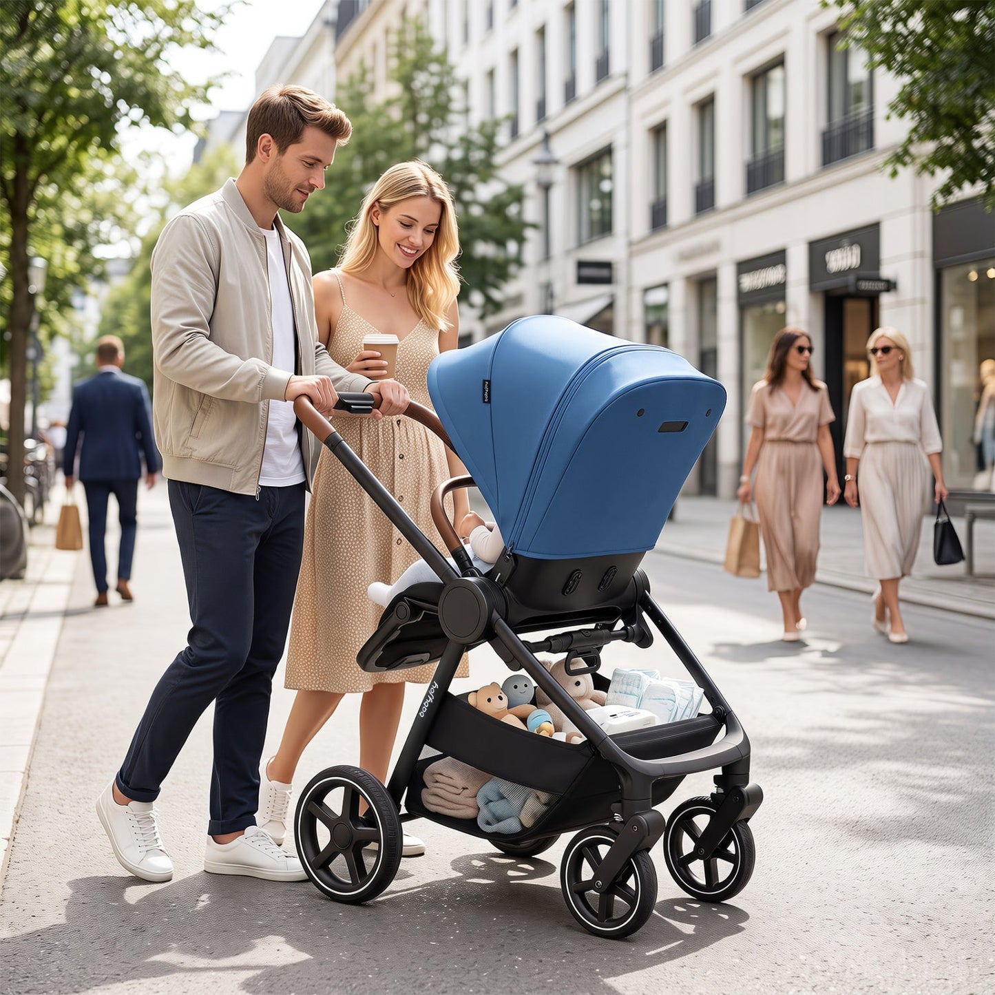 Convertible baby stroller with car seat adapters, blue canopy, DirectDeals on Tampa Home & Garden Store