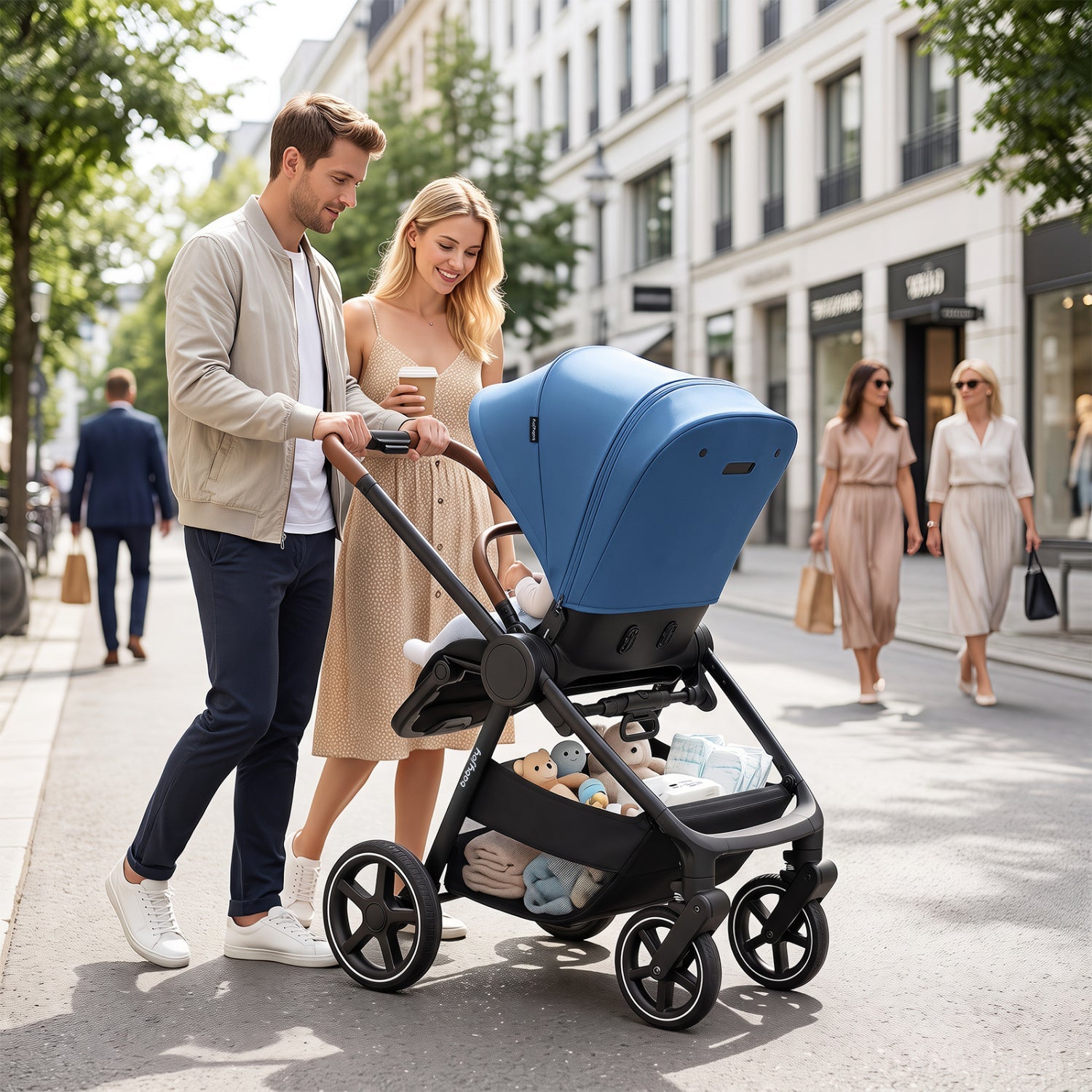 Convertible baby stroller with car seat adapters, blue canopy, DirectDeals on Tampa Home & Garden Store