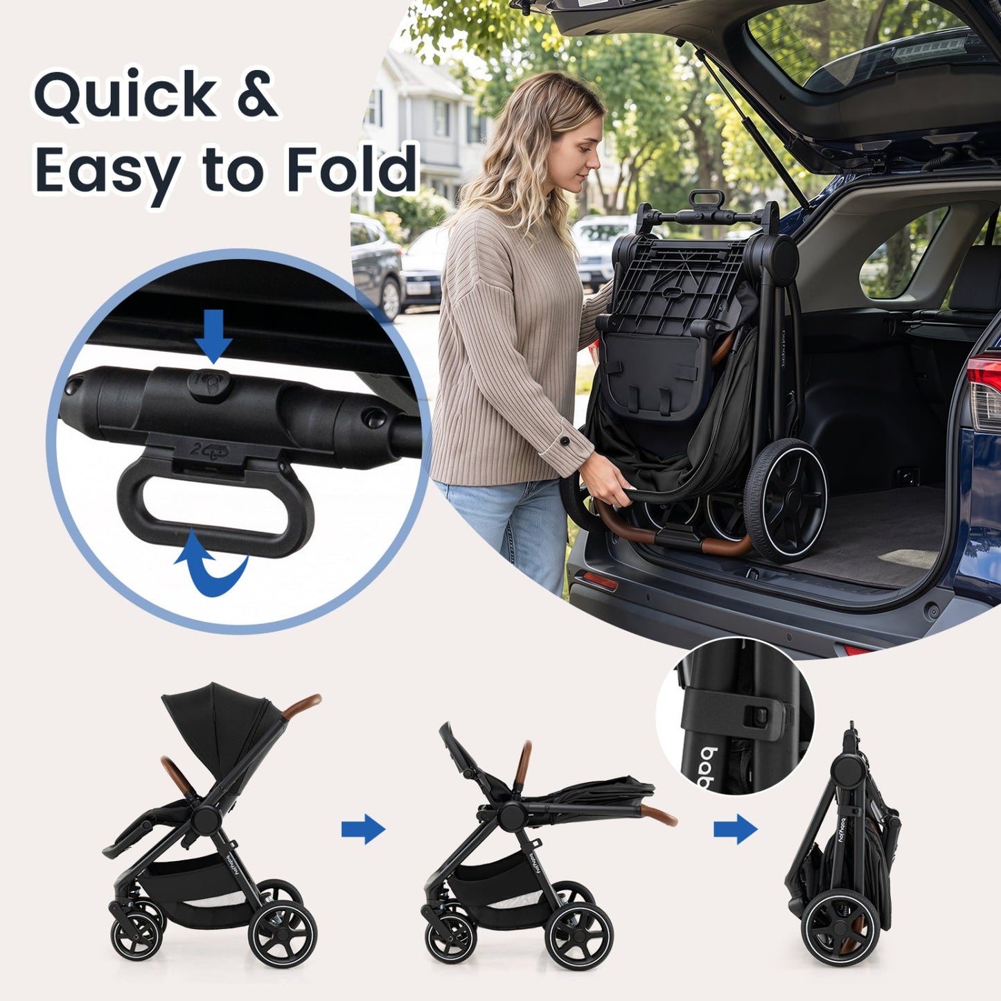 Convertible Baby Stroller with Car Seat Adapters by DirectDeals black frame on Tampa Home & Garden Store