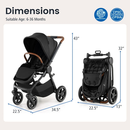 Convertible Baby Stroller with Car Seat Adapters by DirectDeals, black with brown accents on Tampa Home & Garden Store