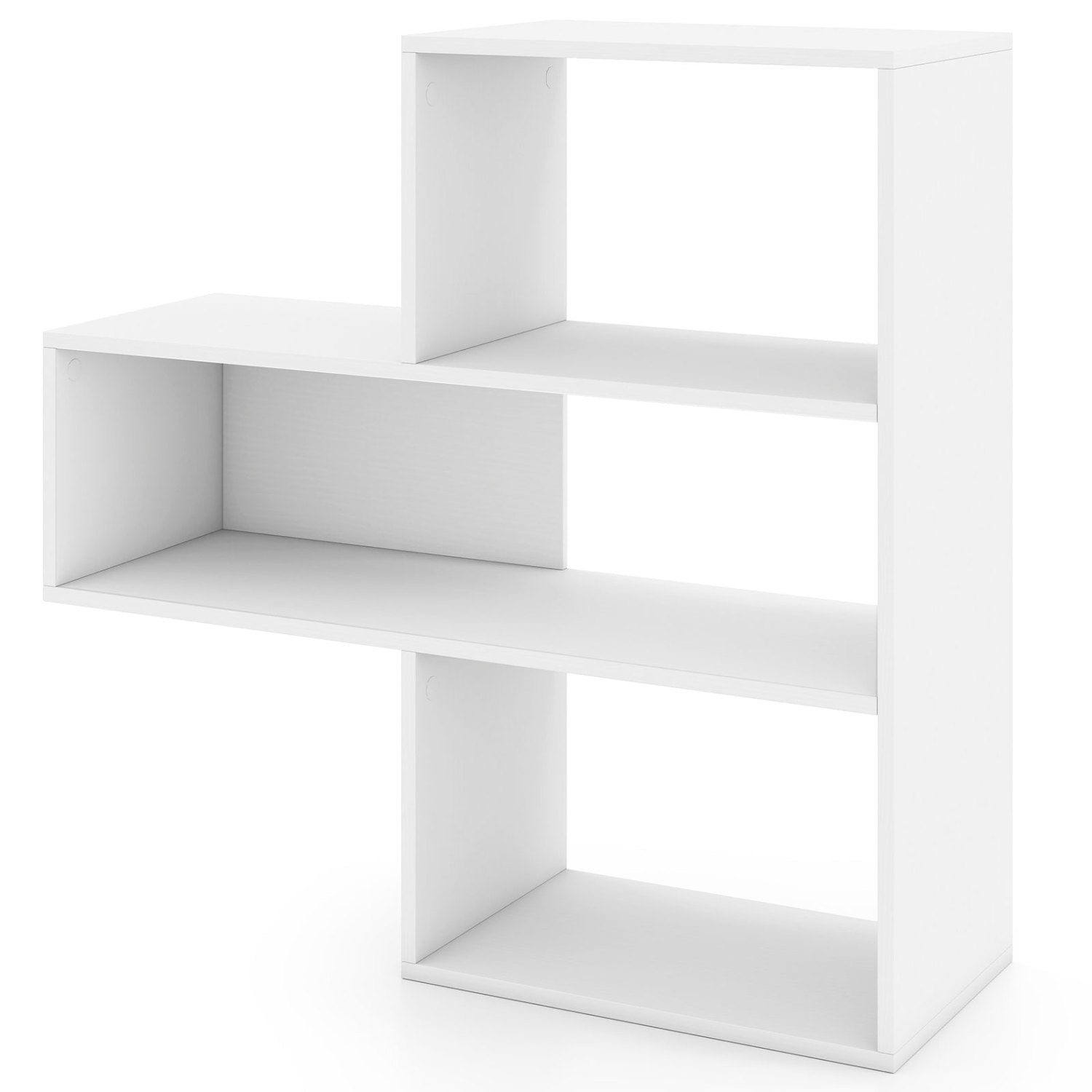Convex Bookshelf with 3 open shelves in white finish, anti-tip device, DirectDeals bookcase on Tampa Home & Garden Store