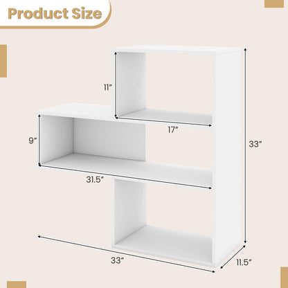 Convex Bookshelf with 3 open shelves and anti-tip device, white, DirectDeals bookcase on Tampa Home & Garden Store