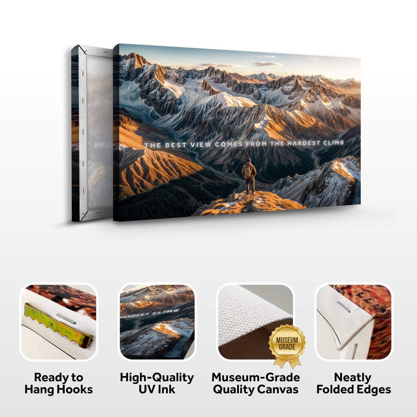Summit Cool Wall Art canvas by Tailored Canvases showing sunlit snowcapped mountain range on Tampa Home & Garden Store