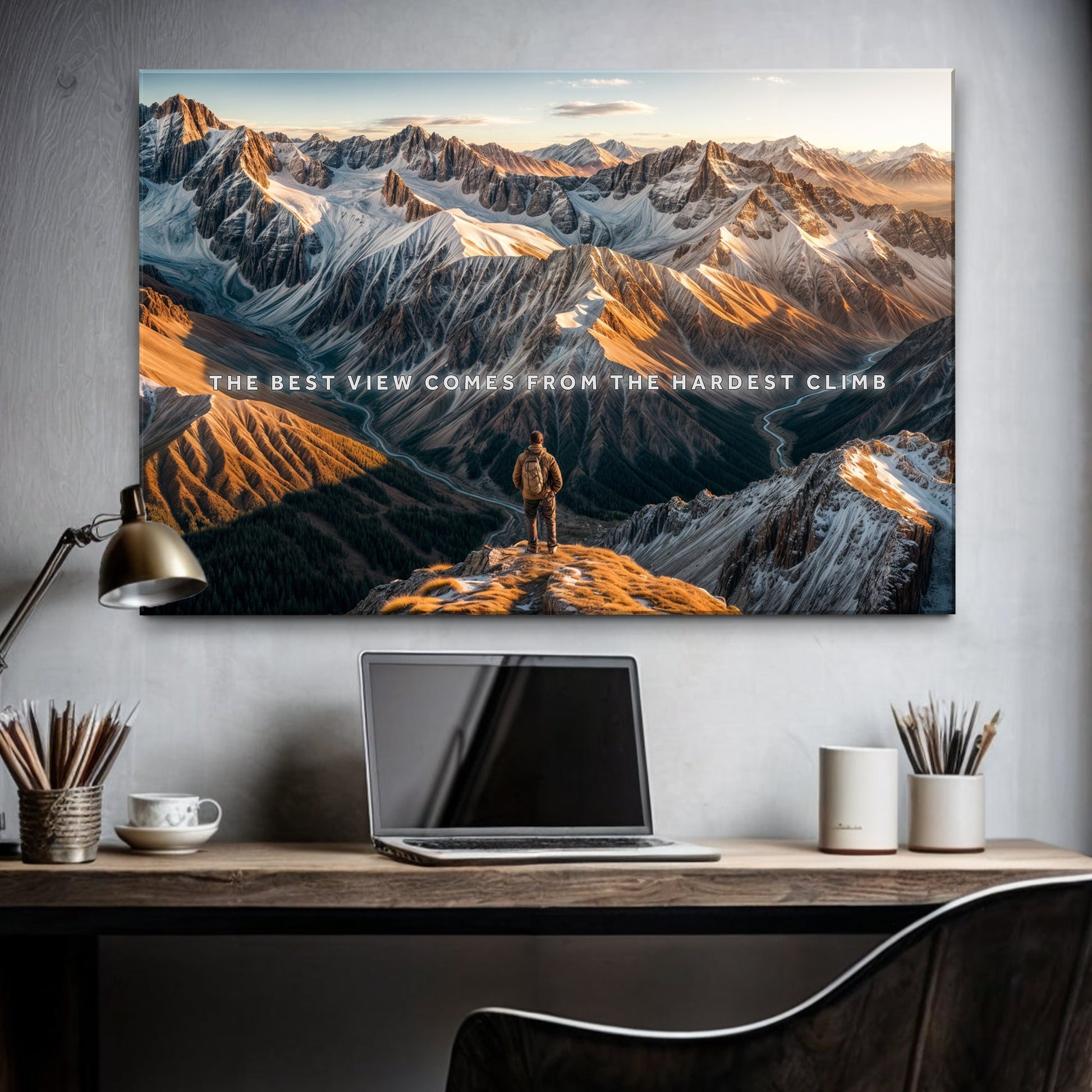 Canvas Summit wall art snowcapped mountains in warm sunset tones Tailored Canvases on Tampa Home & Garden Store