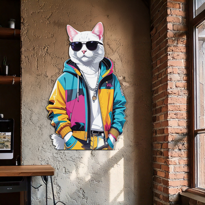 Cool Cat Metal Wall Art – Urban Street Style Decor-KAFUVM033 - Tampa Home & Garden Store