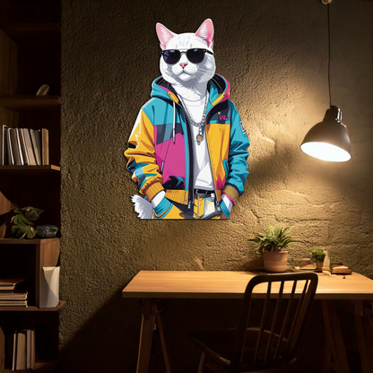 Cool Cat Metal Wall Art – Urban Street Style Decor-KAFUVM033 - Tampa Home & Garden Store