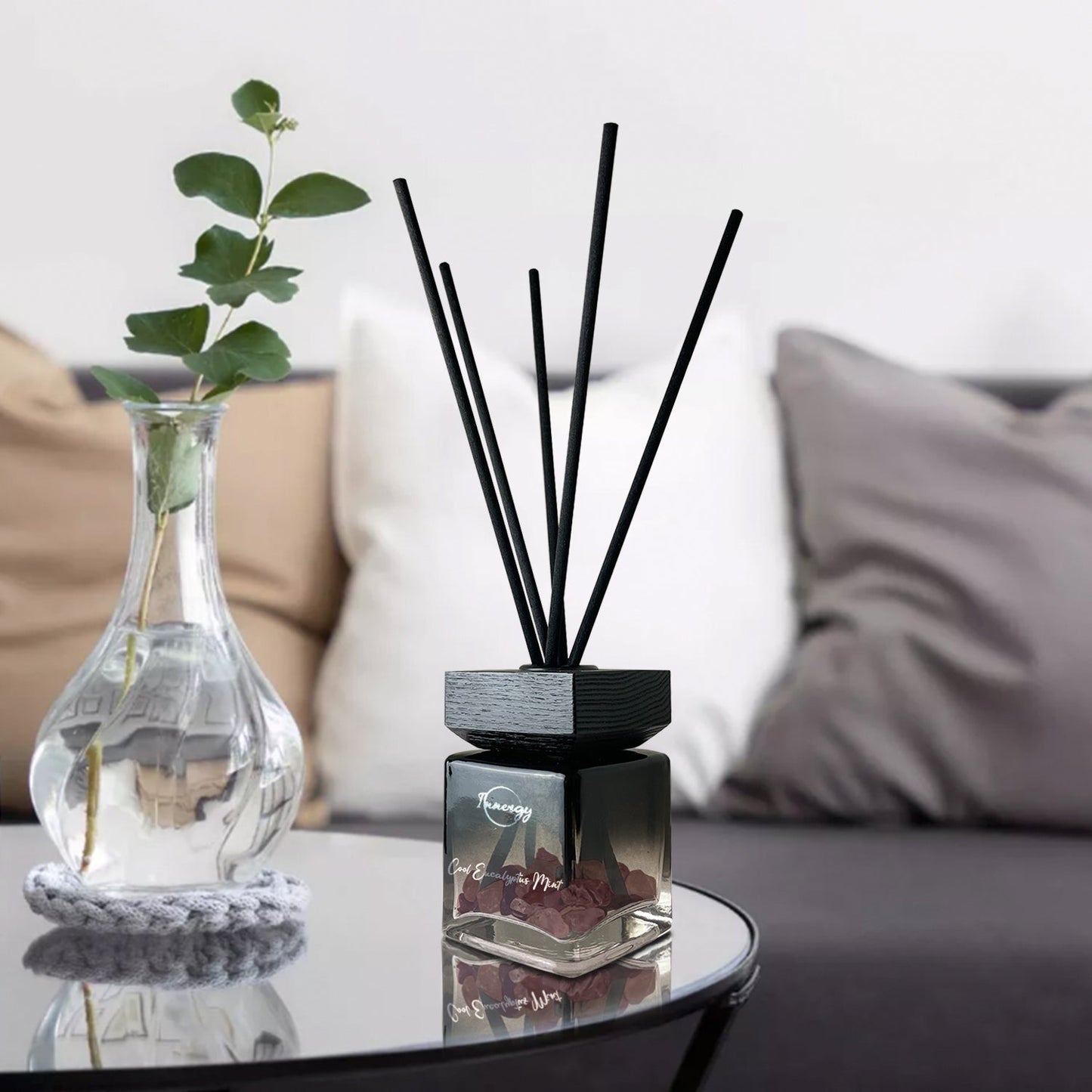 Cool Eucalyptus Mint Crystal-Enhanced Reed Oil Diffuser, 100ml - Tampa Home & Garden Store
