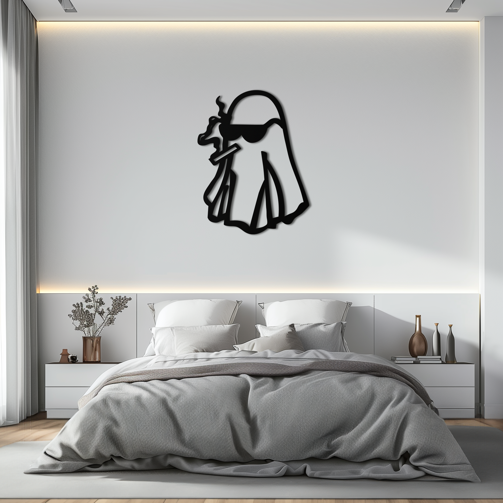 Cool Ghost Metal Wall Art – Smoking Ghost with Sunglasses Modern Decor- KAF629 - Tampa Home & Garden Store