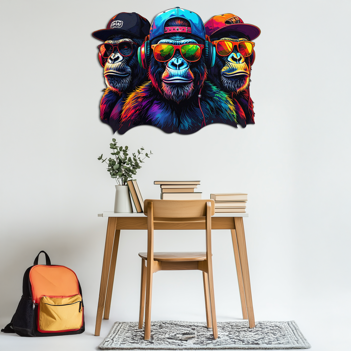 Cool Gorilla Trio Metal Wall Art – Neon Urban UV Printed Decor-KAFUVM014 - Tampa Home & Garden Store