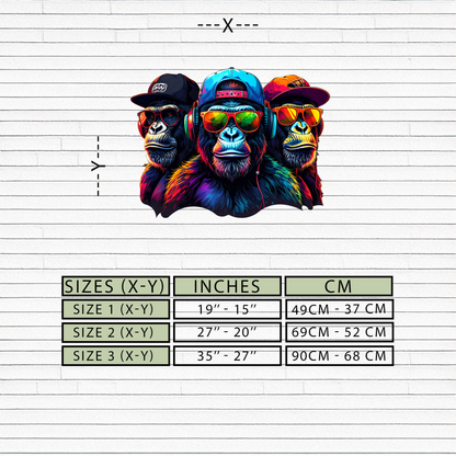 Cool Gorilla Trio Metal Wall Art – Neon Urban UV Printed Decor-KAFUVM014 - Tampa Home & Garden Store