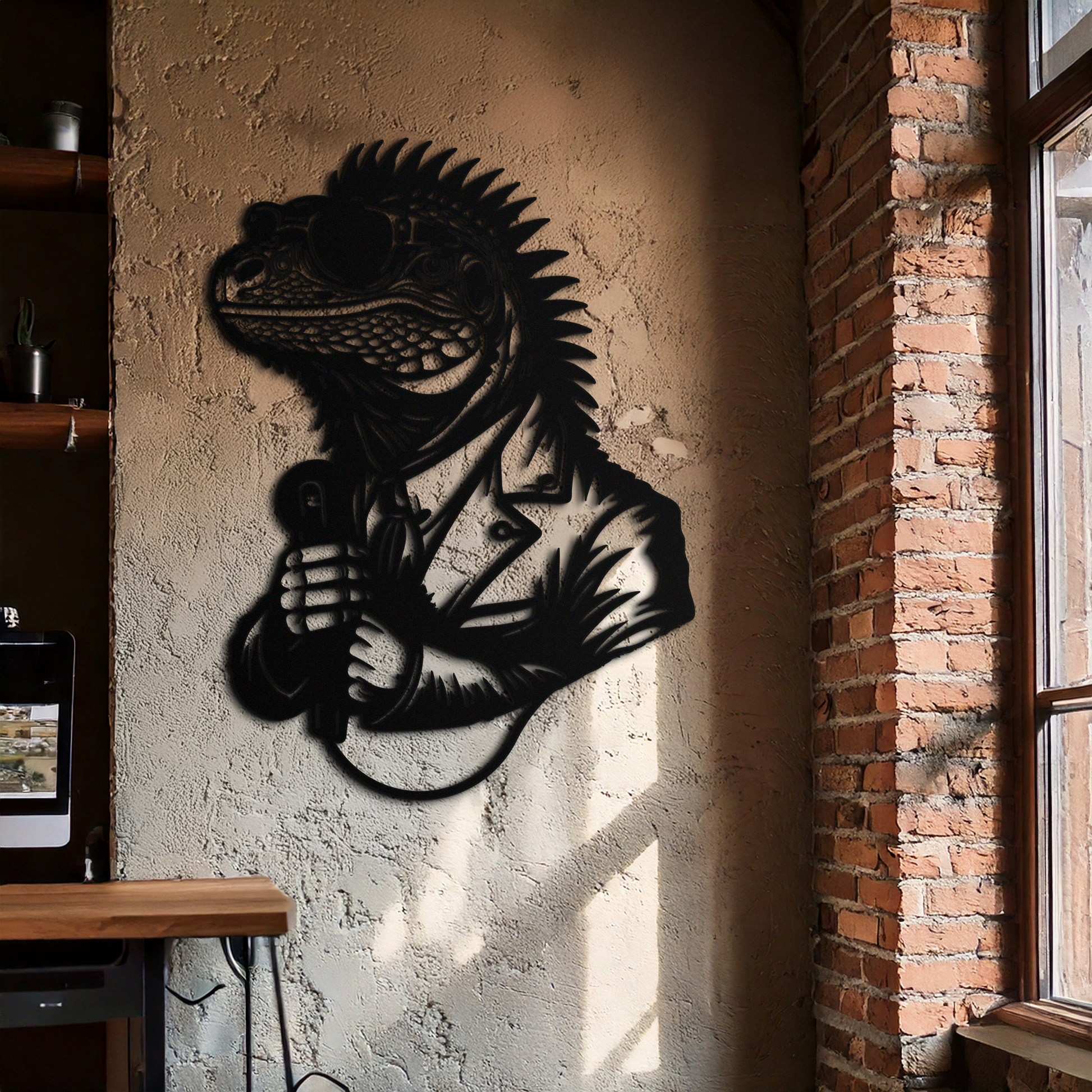 Cool Lizard Metal Wall Art – Unique Reptile Selfie Decor for Home and Office- KAF512 - Tampa Home & Garden Store