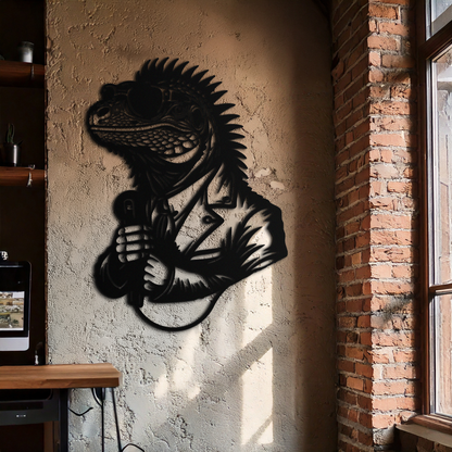 Cool Lizard Metal Wall Art – Unique Reptile Selfie Decor for Home and Office- KAF512 - Tampa Home & Garden Store