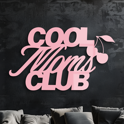 Cool Moms Club Typography Metal Wall Art – Cherry Accent Decorative Sign - KAFGP089 - Tampa Home & Garden Store