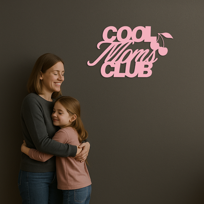 Cool Moms Club Typography Metal Wall Art – Cherry Accent Decorative Sign - KAFGP089 - Tampa Home & Garden Store