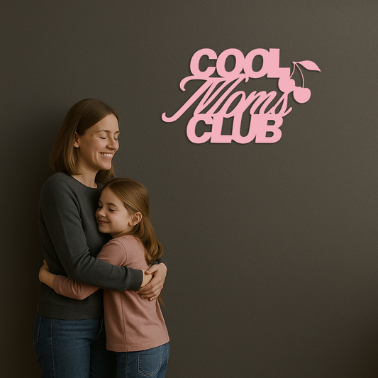 Cool Moms Club Typography Metal Wall Art – Cherry Accent Decorative Sign - KAFGP089 - Tampa Home & Garden Store