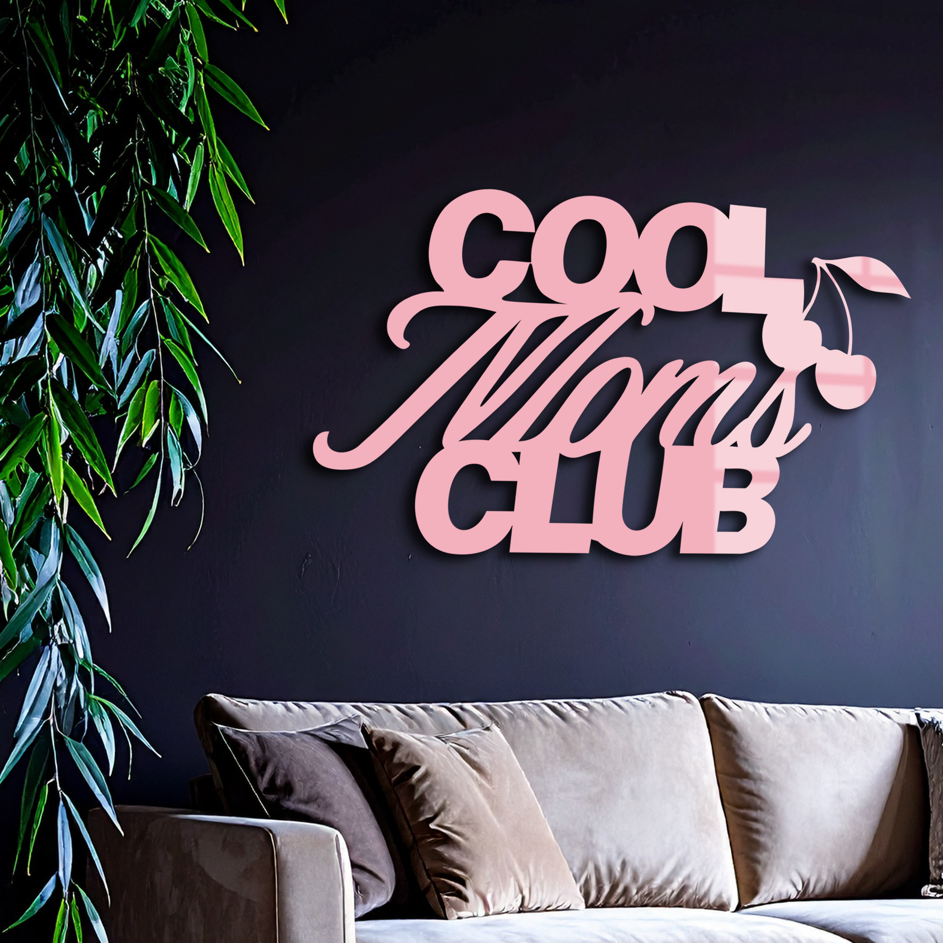 Cool Moms Club Typography Metal Wall Art – Cherry Accent Decorative Sign - KAFGP089 - Tampa Home & Garden Store