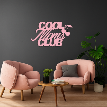 Cool Moms Club Typography Metal Wall Art – Cherry Accent Decorative Sign - KAFGP089 - Tampa Home & Garden Store