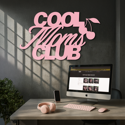 Cool Moms Club Typography Metal Wall Art – Cherry Accent Decorative Sign - KAFGP089 - Tampa Home & Garden Store