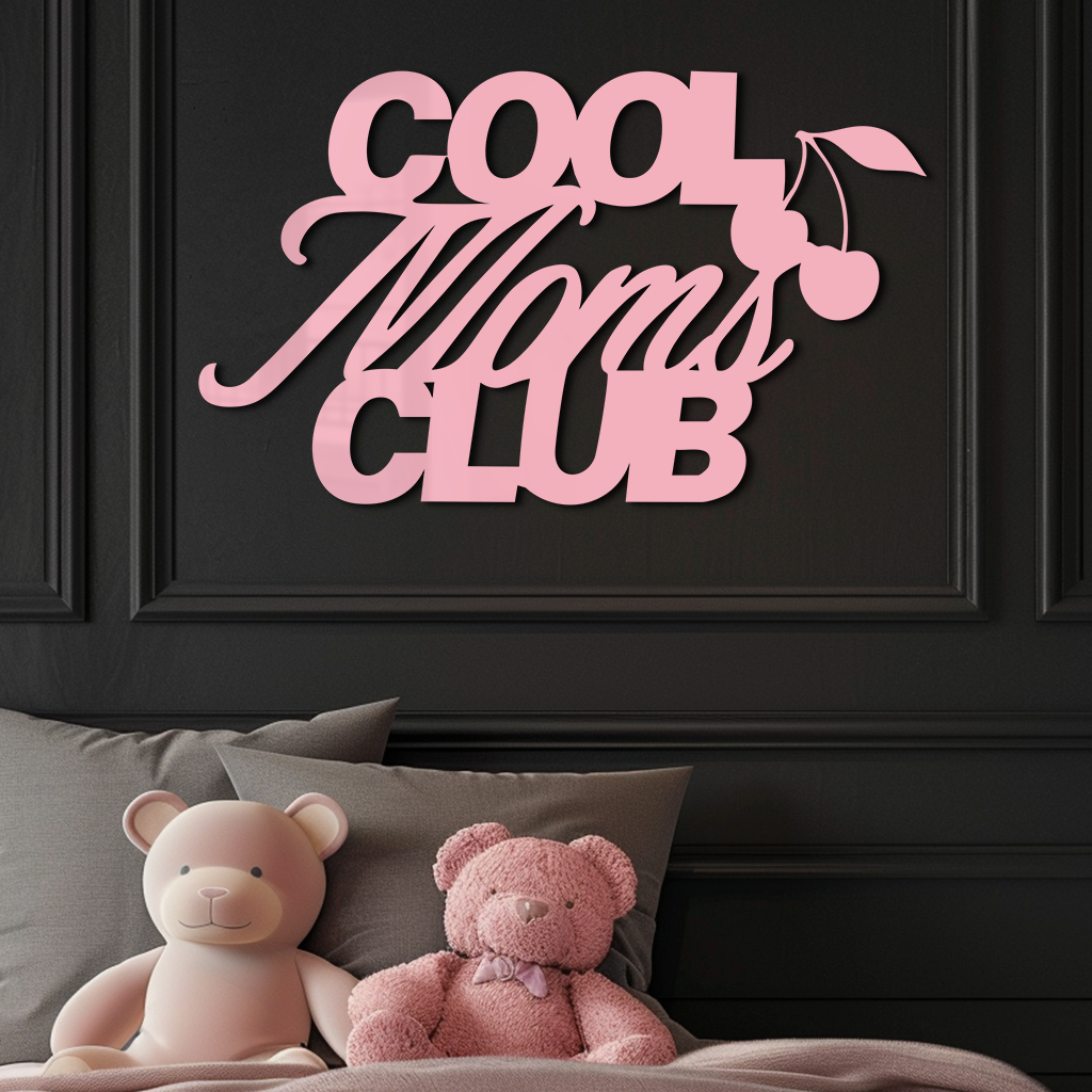 Cool Moms Club Typography Metal Wall Art – Cherry Accent Decorative Sign - KAFGP089 - Tampa Home & Garden Store