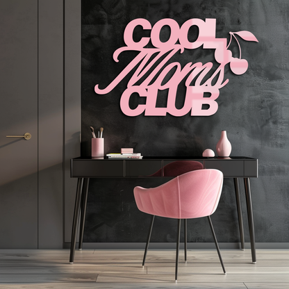 Cool Moms Club Typography Metal Wall Art – Cherry Accent Decorative Sign - KAFGP089 - Tampa Home & Garden Store