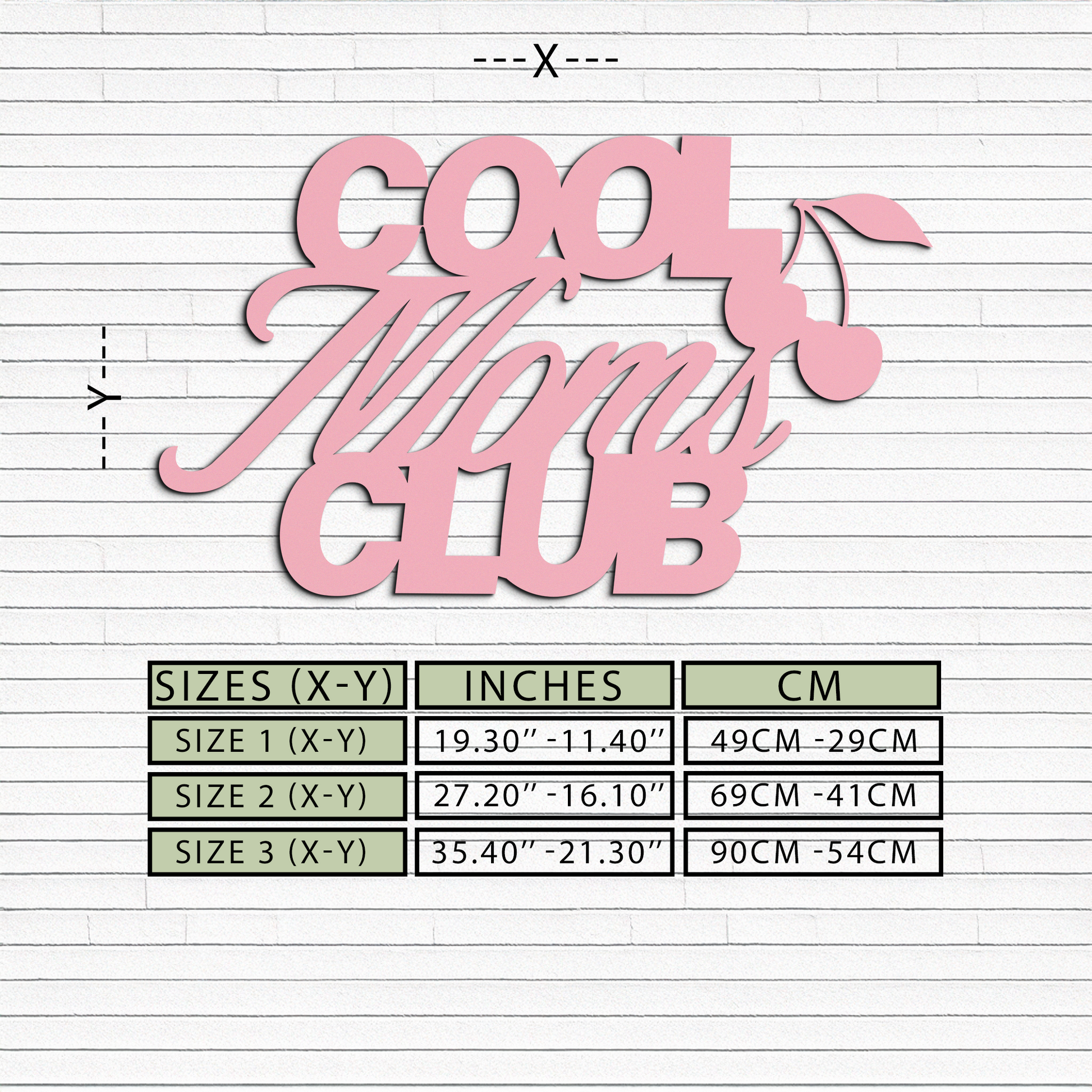 Cool Moms Club Typography Metal Wall Art – Cherry Accent Decorative Sign - KAFGP089 - Tampa Home & Garden Store