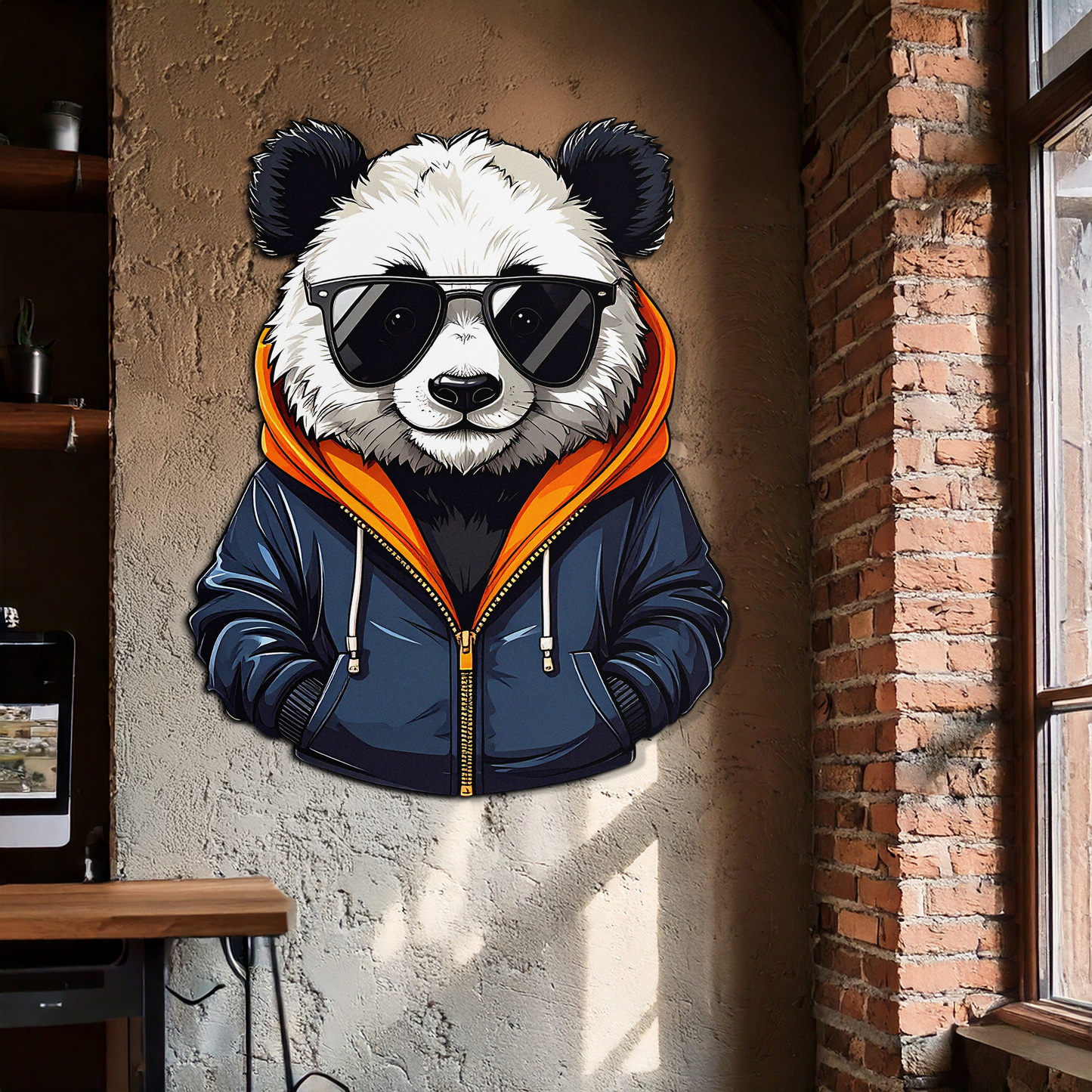 Cool Panda with Hoodie Metal Wall Art – Urban Animal UV Print Decor-KAFUVM001 - Tampa Home & Garden Store